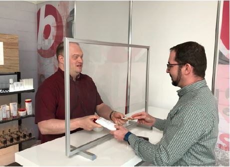 Spuckschutz „Alu“quer mit Durchreiche